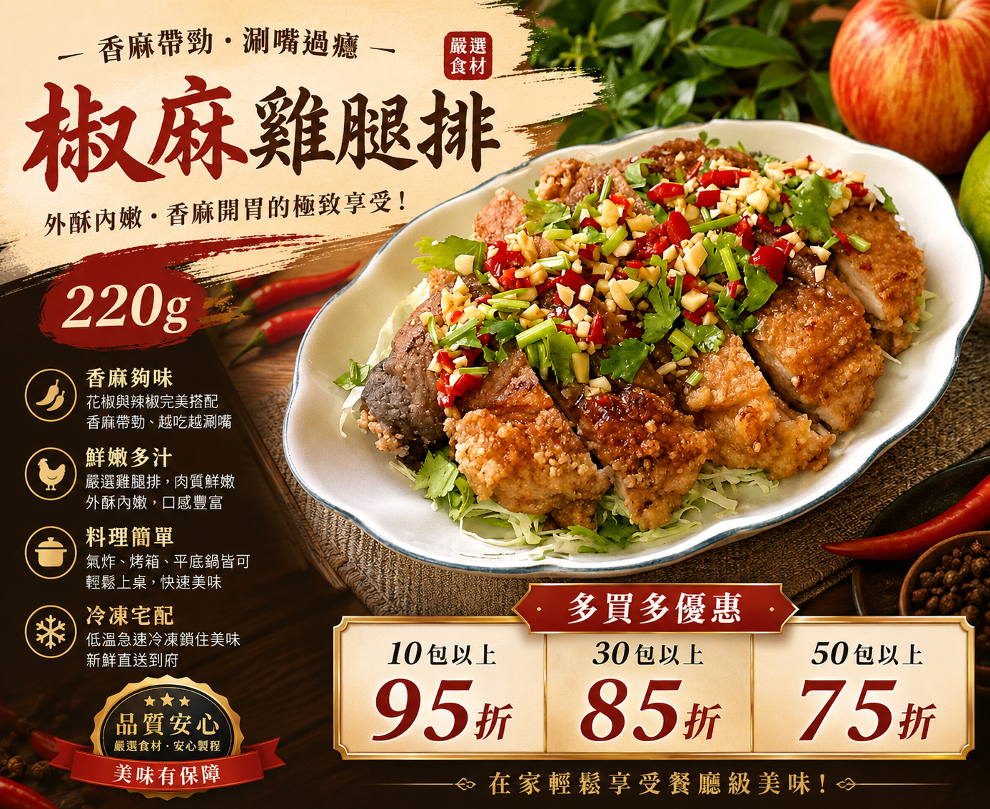 【特大去骨雞腿排】椒麻雞腿排 -